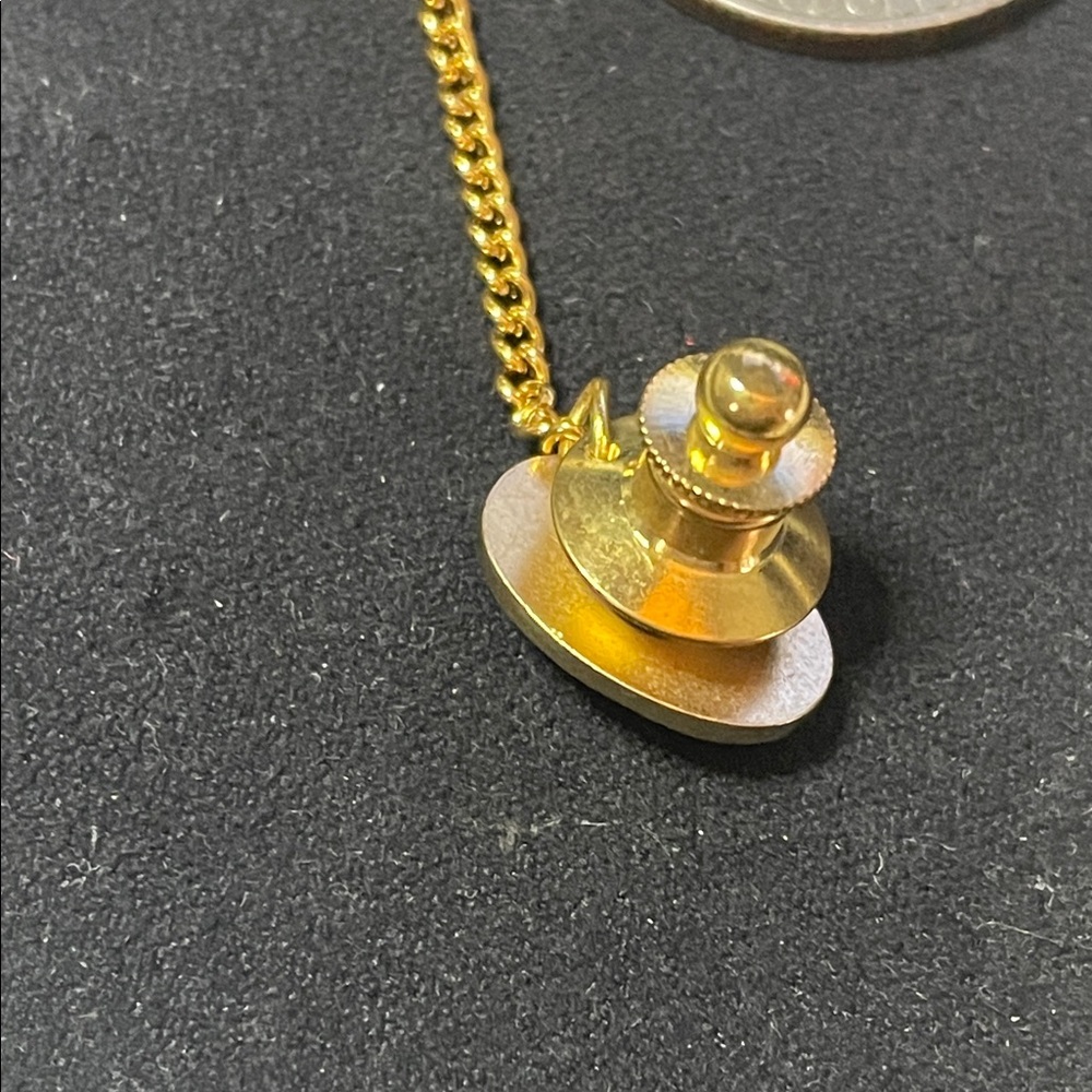 Gold tone Tie Tack with Initial S - Picture 3 of 4